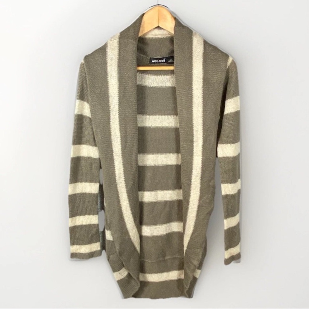 Wet Seal Vintage Y2K Cardigan Sweater Women’s M Fitted Striped Grunge Indie